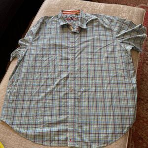 Robert Graham Men's Short Sleeve Plaid Button Down Flip Cuff 3XL Knowledge, Wis.
